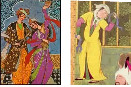1st *Persian painting showing a dancer and a musician